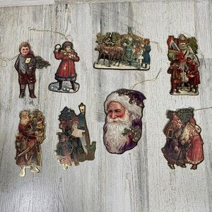 Vtg Christmas Die Cuts Ornaments Merrimack Paper Cut Outs Lot of 8 GrannyCore